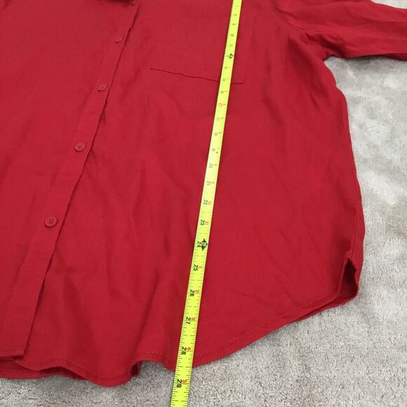LIZ CLAIBORNE Women's Lyocell Blouse Long Sleeve Button Up Red Sz XXL - Picture 6 of 6